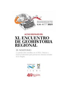 Tapa Actas Digitales del XL Encuentro de Geohistoria Regional (2021)